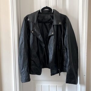 Max Studio Motorcycle Faux Leather Jacket Black